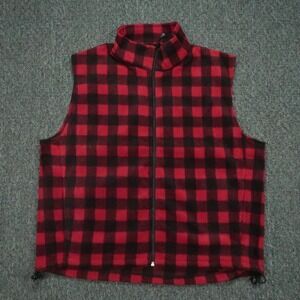 Woolrich Vest Mens XL Red Black Buffalo Plaid Andes Full Zip Pockets NWT
